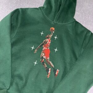 Jordan‎ Mens Ugly Christmas Jumpman Graphic Hoodie Green Sz M Basketball Fleece
